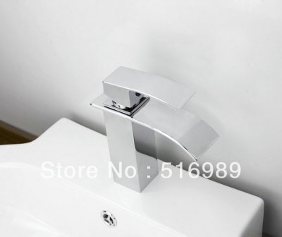 /cold water new waterfall bathroom square faucet sink basin mixer chrome water tap tree75