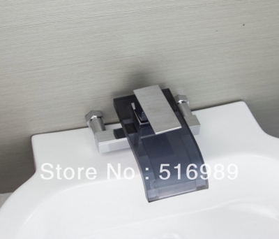 glass waterfall wall mount bathroom bath basin sink faucet tap with single handle shejia31