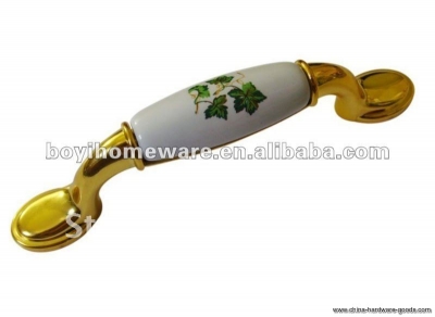 green leaf porcelain pull handle whole and retail discount 50pcs/lot a59-bgp [Door knobs|pulls-1818]