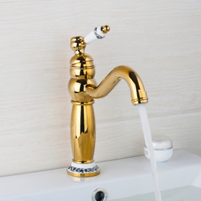 hello &cold faucet bathroom/kitchen basin sink mixer tap banheiro/torneira da cozinha 97153/0 golden polished swivel spout [bathroom-mixer-faucet-1756]