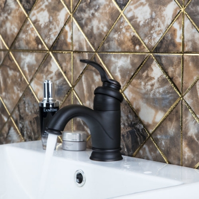 hello small /cold torneira bathroom oil rubbed black bronze 97101 deck mounted single handle wash basin sink faucet,mixer tap [bathroom-mixer-faucet-1785]