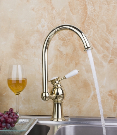 l-9832 excellent deck mounted swivel single handle real estate single hole golden bath & kitchen tap mixer basin faucet [golden-3855]