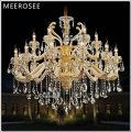large 2 tiers 18 arms crystal chandelier light fixture lustre hanging lamp for el lobby villa md3225 l18 d1050mm h850mm