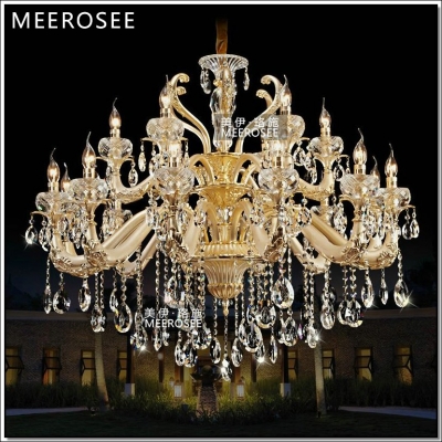 large 2 tiers 18 arms crystal chandelier light fixture lustre hanging lamp for el lobby villa md3225 l18 d1050mm h850mm [alloy-chandeliers-1106]