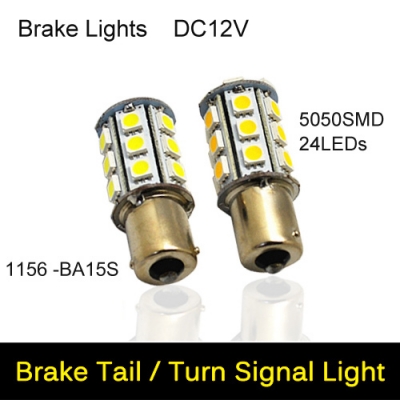 led car light 1156 ba15s 5050 smd 24 leds led lamp bulb dc 12v use brake , turn signals ,reverse lights,fog light 4pcs/lots