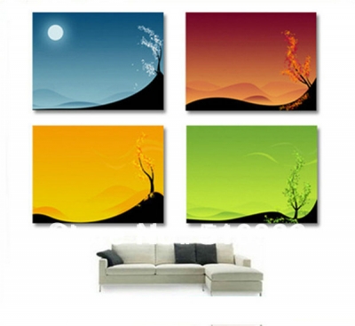modern 4 pcs huge water moon on canvas decorative oil painting art bree120