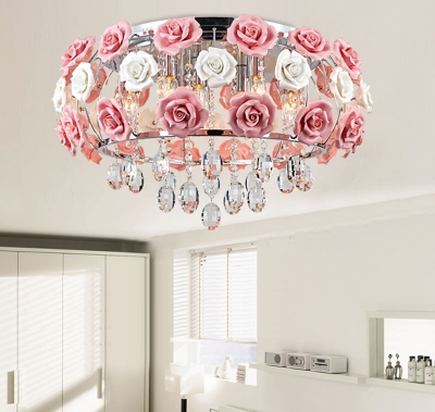 modern flower shape glass crystal chandelier restaurant light roses shaped lamp shade dia 480mm [crystal-chandeliers-2684]