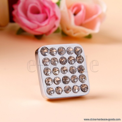 modern square crystal cabinet knob drawer cupboard wardrobe zinc alloy pull diy hg513 [Door knobs|pulls-1310]