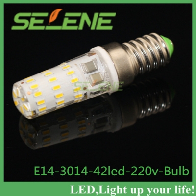 newest 220v led light e14 3014 chip real 360 degree led lamps 4w 42leds smd corn bulb silicone lighting 6ps/lot [e14-lamp-3191]