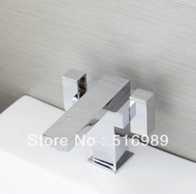polished chrome deck mounted brass and cold basin faucet mixer tap square deck mounted mak228 [bathroom-mixer-faucet-1918]