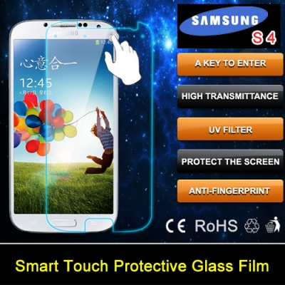 premium tempered glass screen protector for samsung galaxy s4 i9500 0.3mm 2.5d smart touch glass protective film [smart-touch-glass-screen-8580]