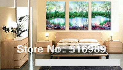 spring scenery new 3 pcs huge wall on canvas decorative oil painting art bree001 [painting-7780]