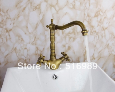 traditional antique brass kitchen basin sink mixer taps swivel spout faucets durable sam168... [antique-brass-1223]