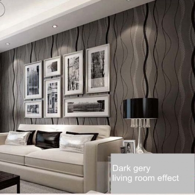 wallpaper stripes waterproof modern dark grey wall paper for living room beige bed room [wallpaper-roll-9423]
