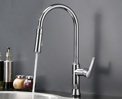 water saver filter inoxs para torneira robinet brass chrome moens gooseneck kitchen faucet pull out sink mixer tap [kitchen-faucet-4167]