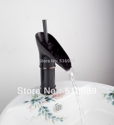 waterfall spout oil rubbed bronze bathroom faucets waterfall vessel lavatory one hole/handle on5
