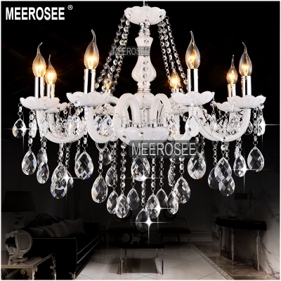 white elegent chandelir crytsal light glass lobby crystal chandelier lusters pendelleuchte with 8 lampholders md801
