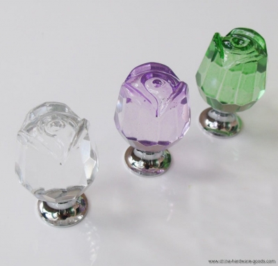 10pcs furniture hardware luxury k9 crystal glass rose kitchen drawer handle knobs(clear,green,purple) [Door knobs|pulls-1789]