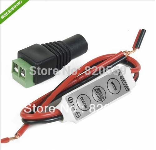 10pcs/lot 12v mini 3528 5050 led strip controller dimmer + dc connector b378