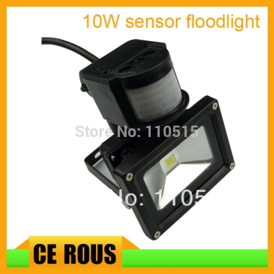 110v 220v ac 10w cool white 6000-6500k led pir motion sensor security wash flood light floodlight lamp high power black case