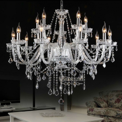 15 lights large clear crystal chandelier lamp classic cristal chandelier candle featured pendelleuchte mds01 [glass-chandeliers-3571]