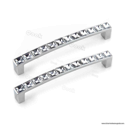 2 clear crystal glass zinc alloy cabinet drawer door pull handles 128mm [Door knobs|pulls-1966]