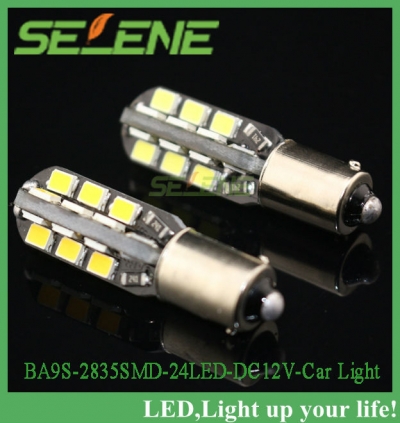 2pcs/lot car light ba9s 24led 2835 smd led reading and turn light white/warm white light bulb for car dc 12v 2w signal light [car-light-2238]