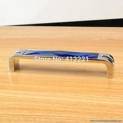 2pcs/lot new products 2015 from cn 128mm pitch blue crystal dresser drawer handles for room house el decoartion