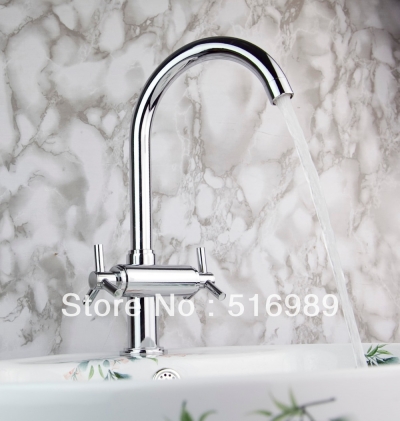 360 swivel kitchen faucets double handle chrome polished mixer tap basin faucet tree322 [kitchen-mixer-bar-4257]