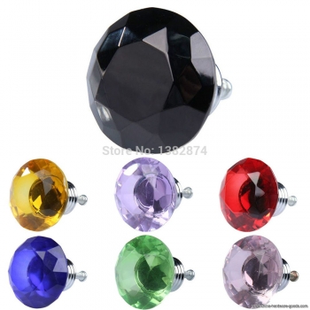 40mm colourful diamond shape crystal glass drawer cabinet cupboard pull handle knob blue a#v9
