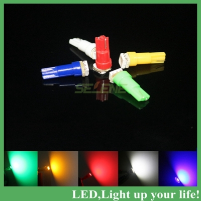500pcs/lot t5 5050 smd 1led car styling wedge side lamp instumental indicator parking light 5 colors red white blue yellow green
