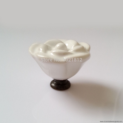 5pcs 37mm white rose ceramic cabinet knobs cabinet cupboard dresser drawer knobs handles pulls kitchen bedroom kid's room