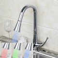 8082/87 contemporary deck mounted led with 3 color polished chrome finished no need battery water power kitchen faucet tap mixer