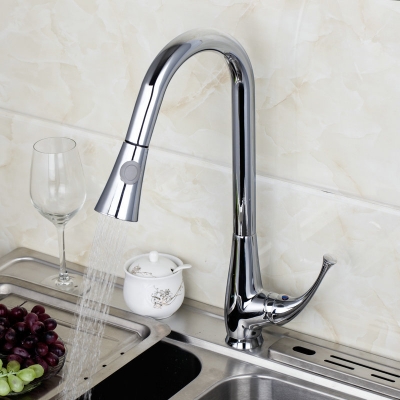 8527/87 2014 newly pull out and down polished chrome finished deck mounted single handle faucet kitchen tap mixer