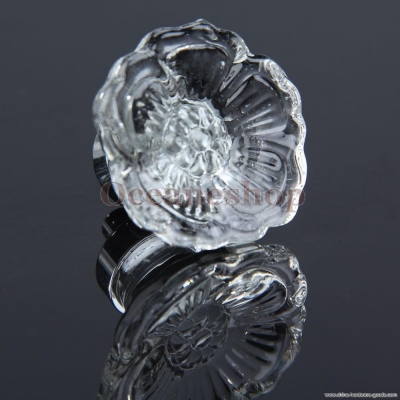 8pcs flower style pull handles clear crystal glass drawer cabinet knob 35mm
