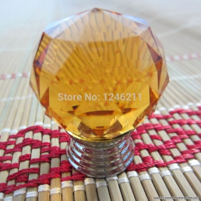 amber round crystal glass cabinet drawer door pull knob handle 30mm(10pieces) [Door knobs|pulls-1566]