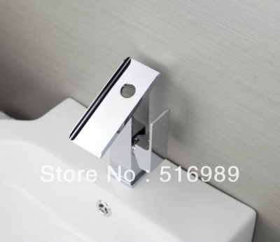 bathroom chrome mount single hole finish faucet waterfall tap sam4