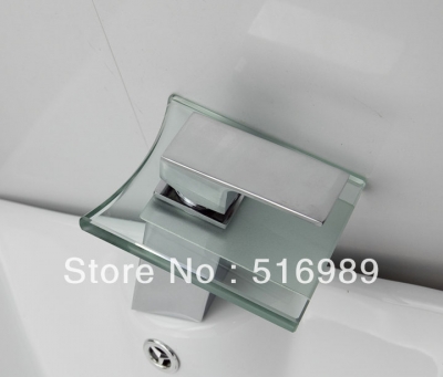 bathroom single hole waterfall led sink faucet in chrome finish waterfall leon41 [glass-faucet-3637]