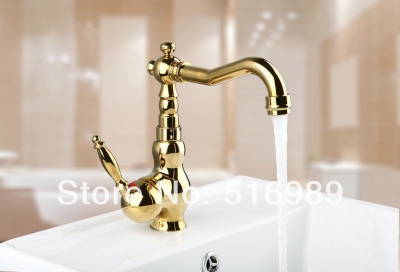 beautiful single handle round spout luxury golden finish bathroom bathtub tap faucet mixer 8654k/1 [golden-3820]