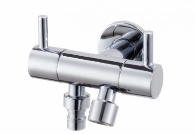 brass double spout handle washing machine tap, bibcock, wall mounted, chrom finishing