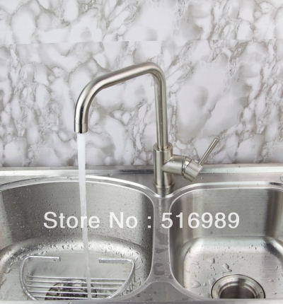 brushed nickel brass kitchen faucet chrome finish 360 degree rotating square bathroom basin sink cold water mixer taps mak36 [kitchen-mixer-bar-4302]
