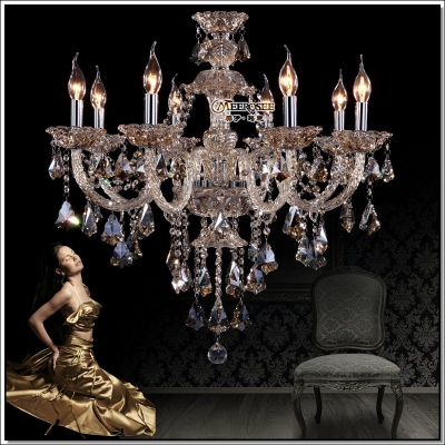 contemporary glass crystals chandeliers flush mount cognac pendente lighting fixtures for dining room md8221-l8 [glass-chandeliers-3586]