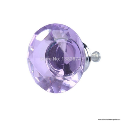 diamond shape crystal glass drawer cabinet pull handle knob light purple a#v9 [Door knobs|pulls-2071]
