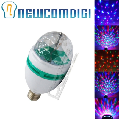 eyourlife rgb 3w e27 crystal auto rotating led bulb full color mini stage dj lamp light with fast delivery [led-effect-light-5421]