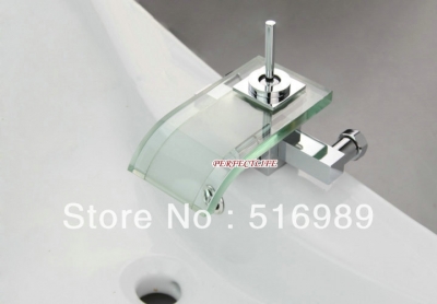 glass waterfall spout single handle waterfall matching wall mounted bathtub&basin sink mixer faucet fc0027 [wall-mounted-9007]