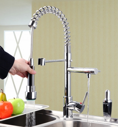 hello brand new pull out faucet torneira da cozinha chrome swivel water faucet 97168 kitchen sink mixer tap double handles mixer [pull-up-amp-down-kitchen-7640]