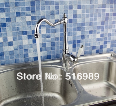 kitchen swivel 360 spout single handle deck mount sink faucet spray mixer tap chrome bree1201