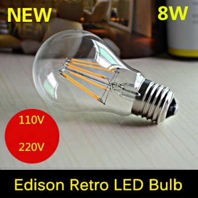 led lamp e27 110v 220v 8w filament led bulb e27 e26 360 degree 1080lm white warm white lampada led energy saving light [led-filament-bulb-5602]