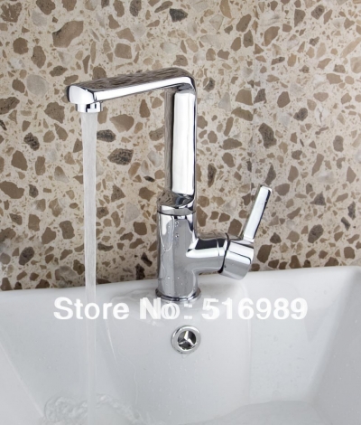 modern bathroom single handle kitchen sink faucet swivel spout in chrome finish tree757