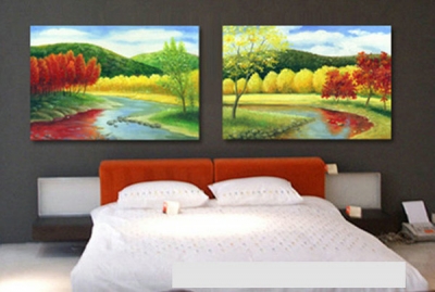 new 2 pcs huge water on canvas decorative oil painting art bree16 [painting-7736]